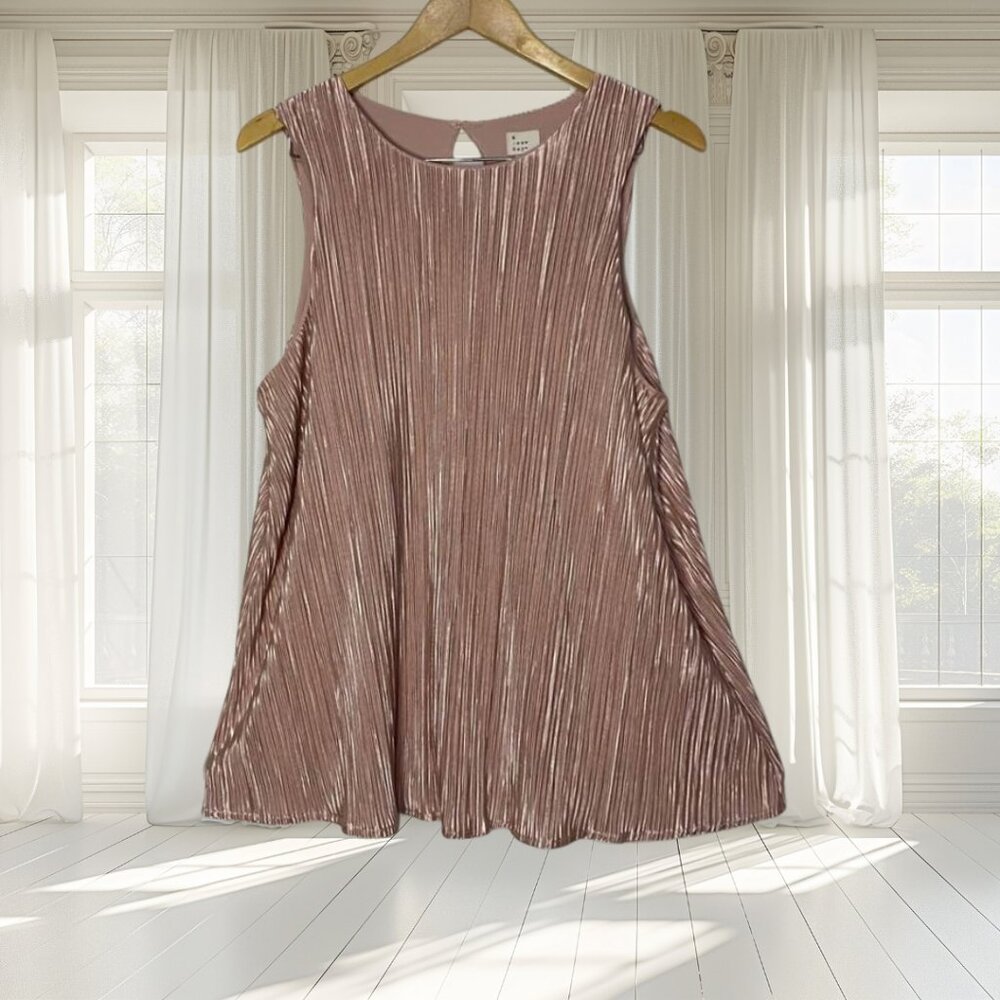NWT A New Day Blush Pink Pleated Swing Top Sleeveless Keyhole Back Large - Picture 2 of 15